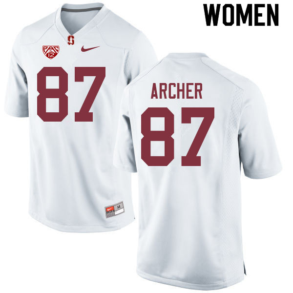 Women #87 Bradley Archer Stanford Cardinal College Football Jerseys Sale-White